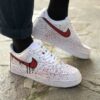 Nike Air Force One Custom Swoosh Goccia e Sporcatura Rosso & Nero