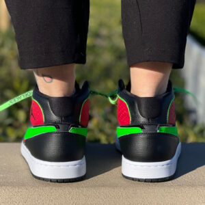 Nike Jordan Custom Doppio Swoosh Nero e Verde con Lacci Verdi