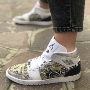 Nike Jordan 1 Custom Delavè Bandana Nera e Gialla