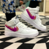 Nike Air Force One Custom MID Doppio Swoosh Glitter Rosa, Fucsia con Dettagli Dipinti a mano