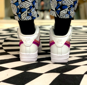 Nike Air Force One Custom MID Doppio Swoosh Glitter Rosa, Fucsia con Dettagli Dipinti a mano