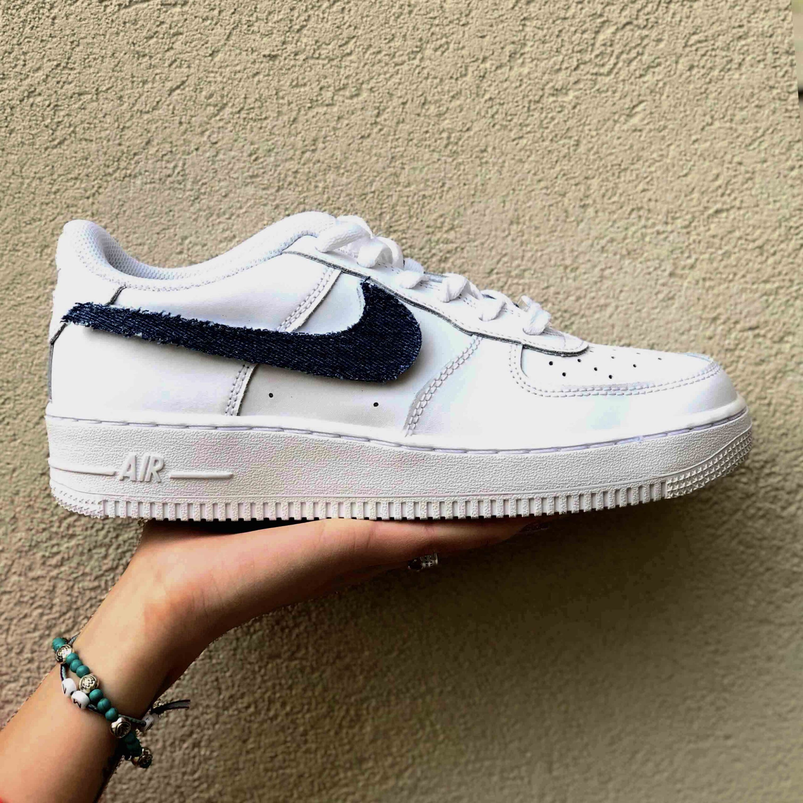 Nike Air Force One Custom Swoosh Jeans Denim