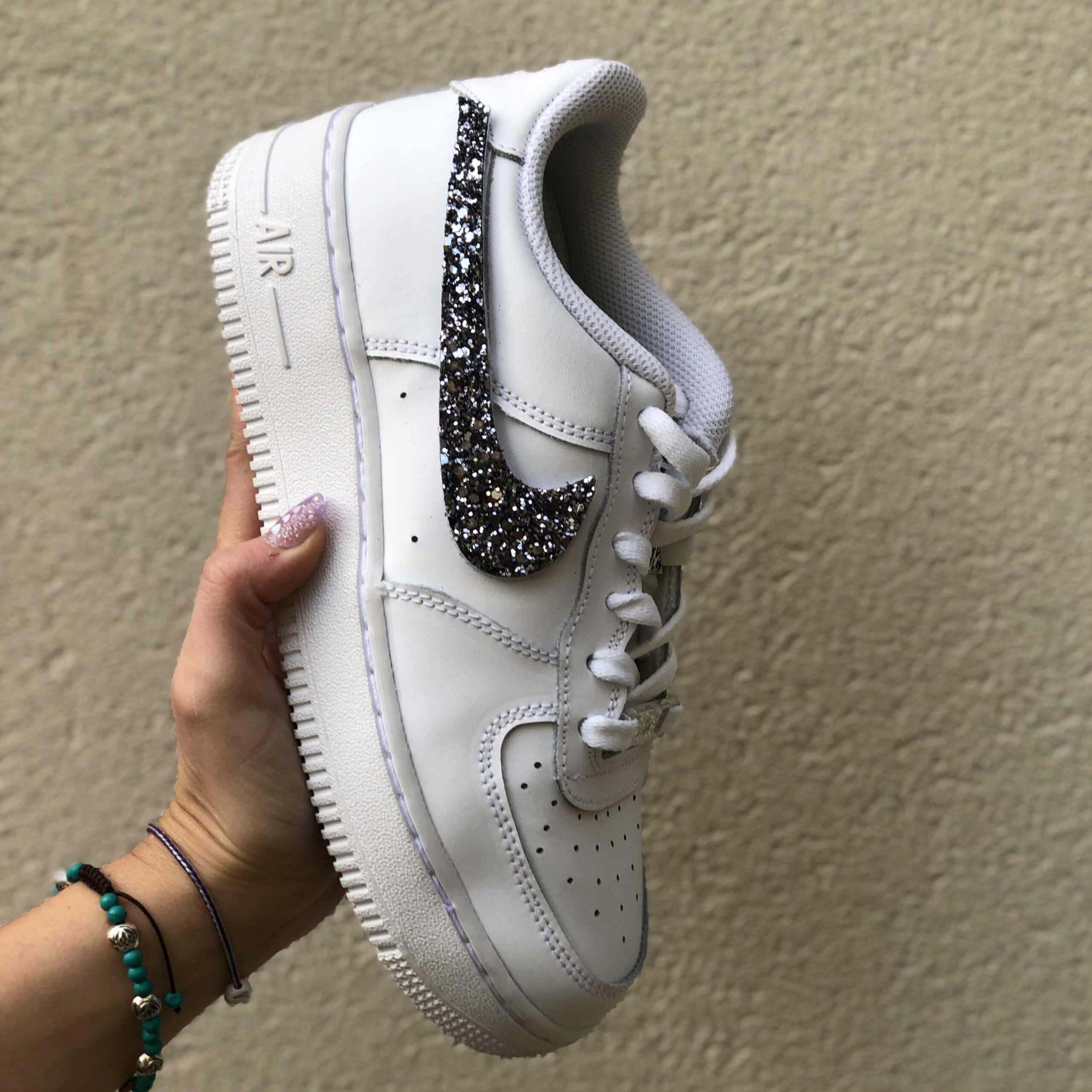Nike Air Force One Custom Glitter Antracite