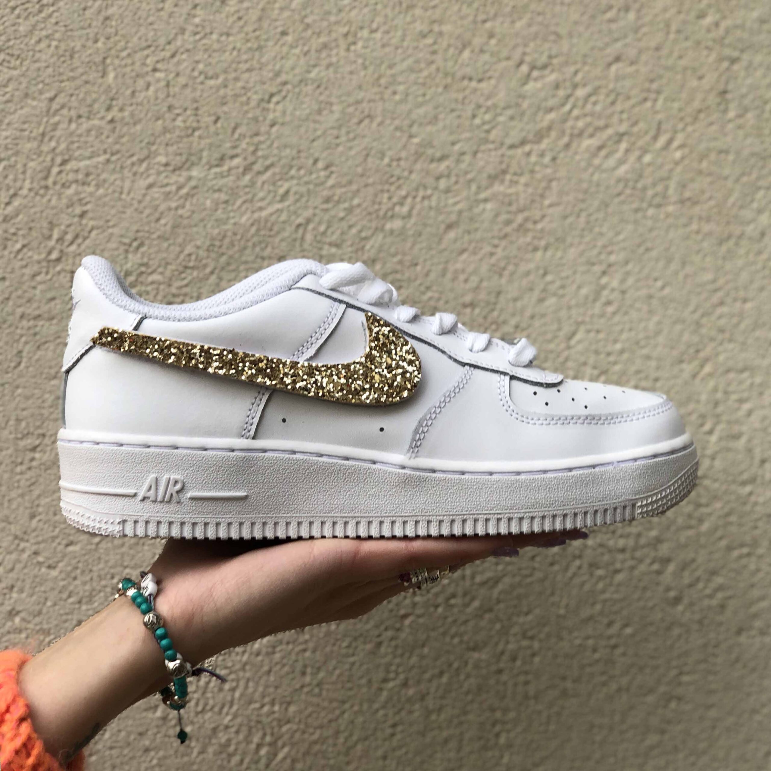 Nike Air Force One Custom Glitter Oro