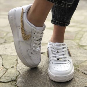 Nike Air Force One Custom Glitter Oro