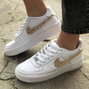 Nike Air Force One Custom Glitter Oro LLAB Scarpe Custom