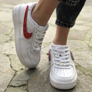 Nike Air Force One Custom Glitter Rosso