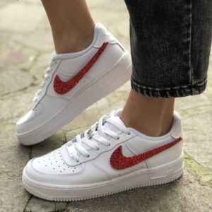 Nike Air Force One Custom Glitter Rosso LLAB Scarpe Custom