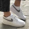 Nike Air Force One Custom Swoosh e Lacci Glitter Argento