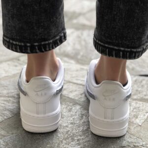 Nike Air Force One Custom Swoosh e Lacci Glitter Argento