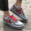 Nike Air Force One Custom Délavé Swoosh Glitter Rosso