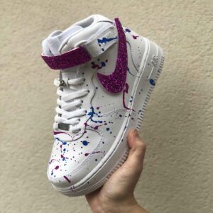 Nike Air Force One Custom MID Fucsia e Blu con Swoosh Intercambiabili