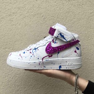 Nike Air Force One Custom MID Fucsia e Blu con Swoosh Intercambiabili
