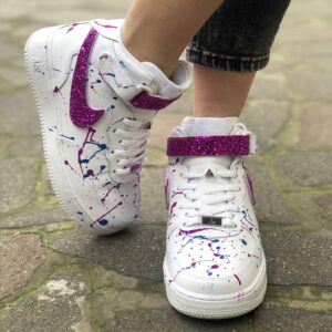 Nike Air Force One Custom MID Fucsia e Blu con Swoosh Intercambiabili
