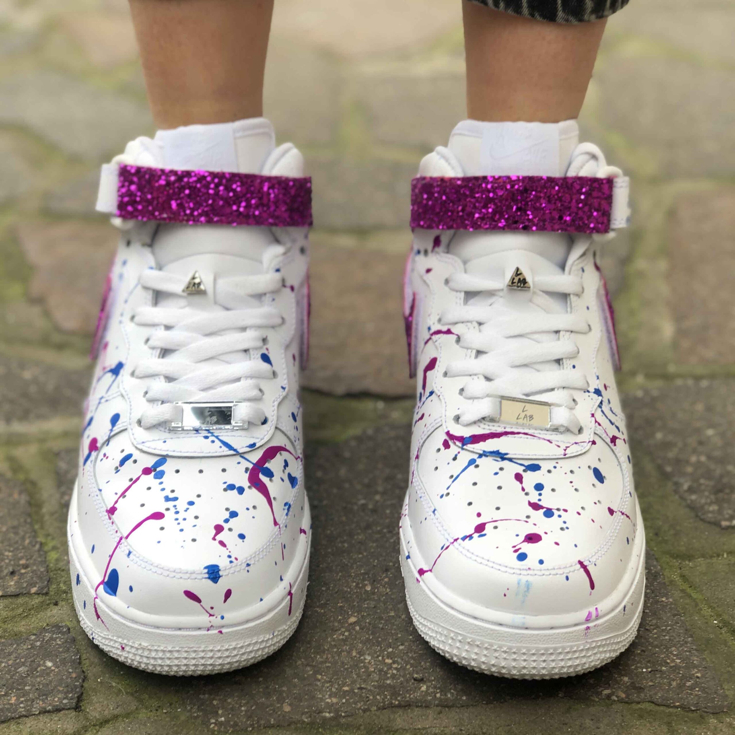 Nike Air Force One Custom MID Fucsia e Blu con Swoosh Intercambiabili
