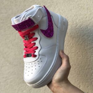 Nike Air Force One Custom MID Swoosh e Dettagli Fucsia