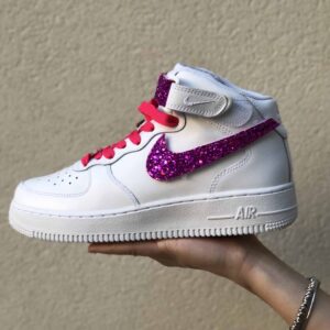 Nike Air Force One Custom MID Swoosh e Dettagli Fucsia