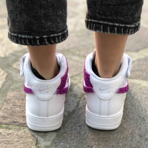 Nike Air Force One Custom MID Swoosh e Dettagli Fucsia