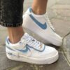 Nike Air Force 1 Shadow Custom Doppio Swoosh Azzurro Cucito A Mano