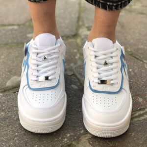 Nike Air Force 1 Shadow Custom Doppio Swoosh Azzurro Cucito A Mano