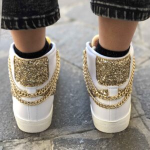 Nike Blazer Customized Swoosh Glitter, Catene, Borchie Oro e Lacci Raso