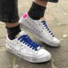Nike Blazer Basse Customized Borchie, Talloncino Fucsia e Lacci Blu