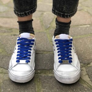 Nike Blazer Basse Customized Borchie, Talloncino Fucsia e Lacci Blu