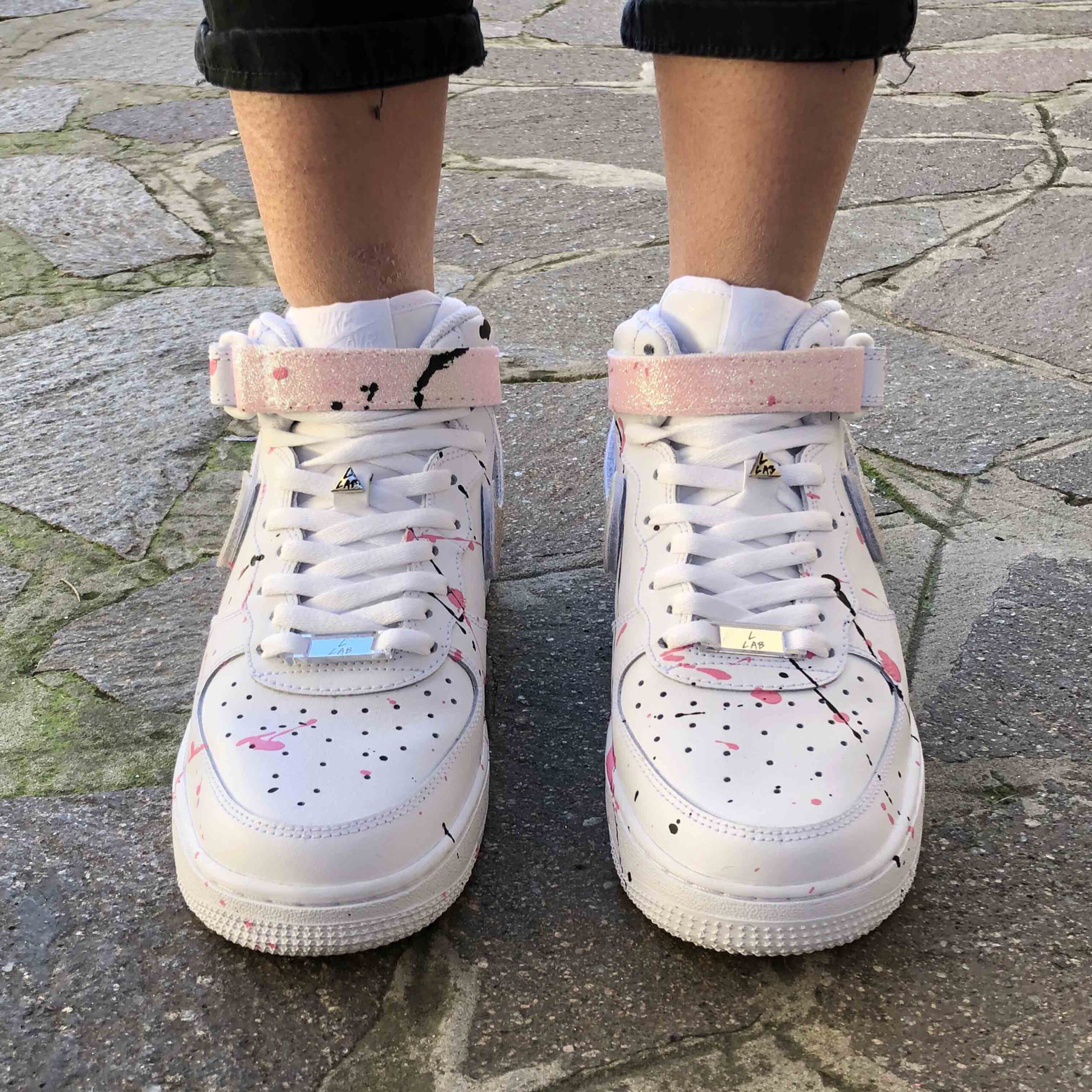 Nike Air Force One Custom Mid Rosa e Argento LLab Scarpe Custom