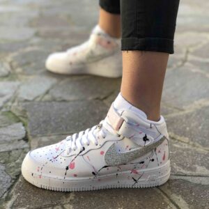 Nike Air Force One Custom MID Argento Swoosh Intercambiabili