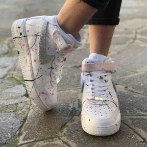Nike Air Force One Custom MID Argento Swoosh Intercambiabili