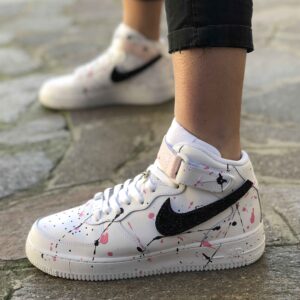 Nike Air Force One Custom MID Nero Swoosh Intercambiabili