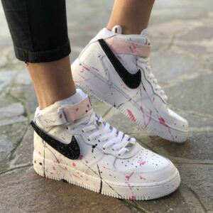 Nike Air Force One Custom Mid Rosa Oro LLab Scarpe Personalizzate
