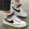 Nike Blazer Customized Borchie, Catene e Swoosh Nero Cucito A Mano