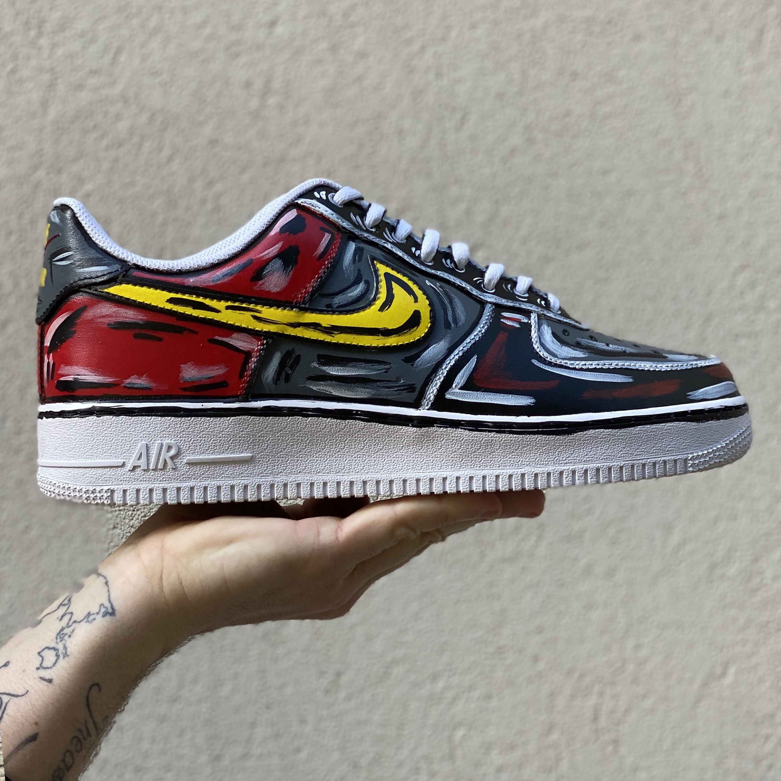 Nike Air Force One Custom Cartoon Dipinte A Mano Multicolor Dark