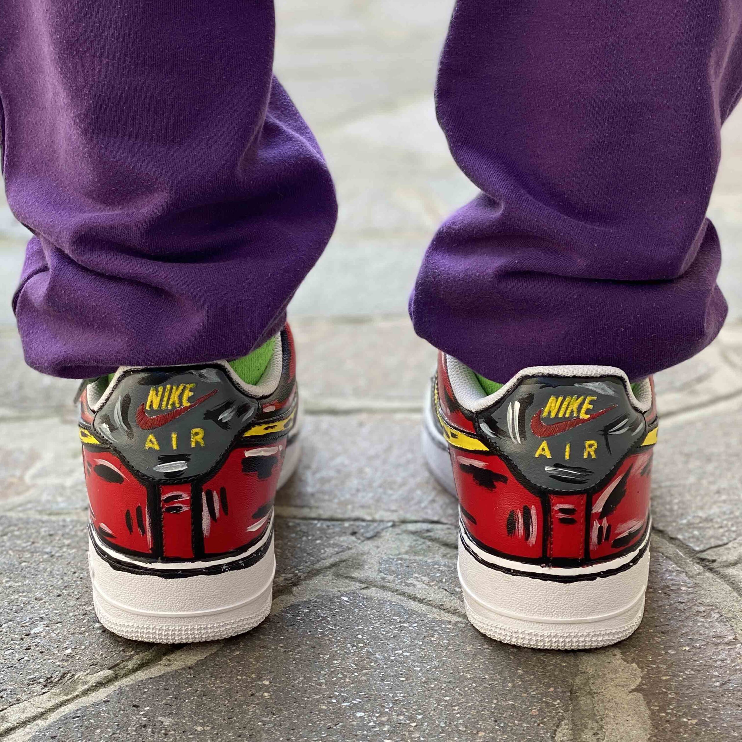 Nike Air Force One Custom Cartoon Dipinte A Mano Multicolor Dark