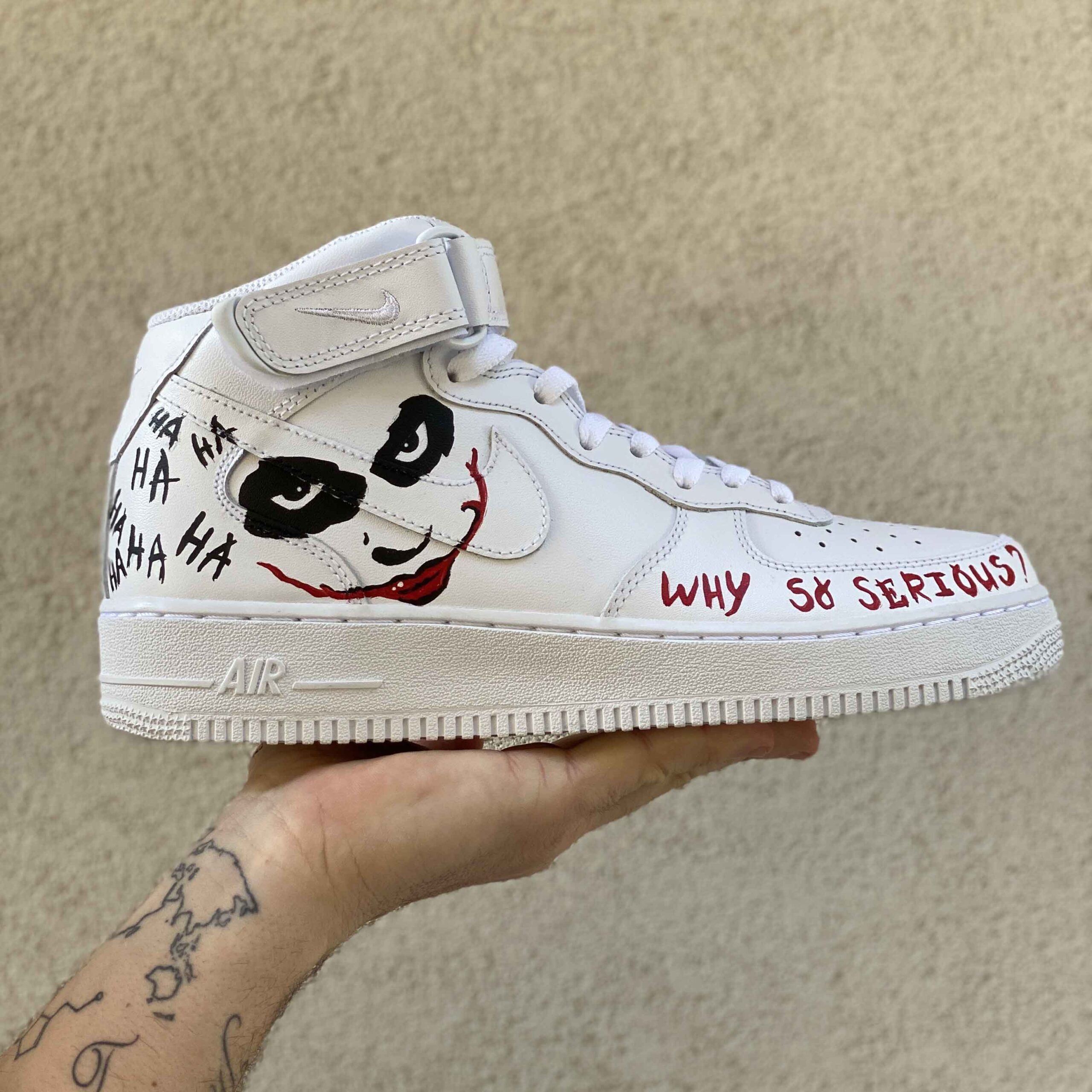 Nike Air Force One Custom Mid Custom Dipinte A Mano Why So Serious