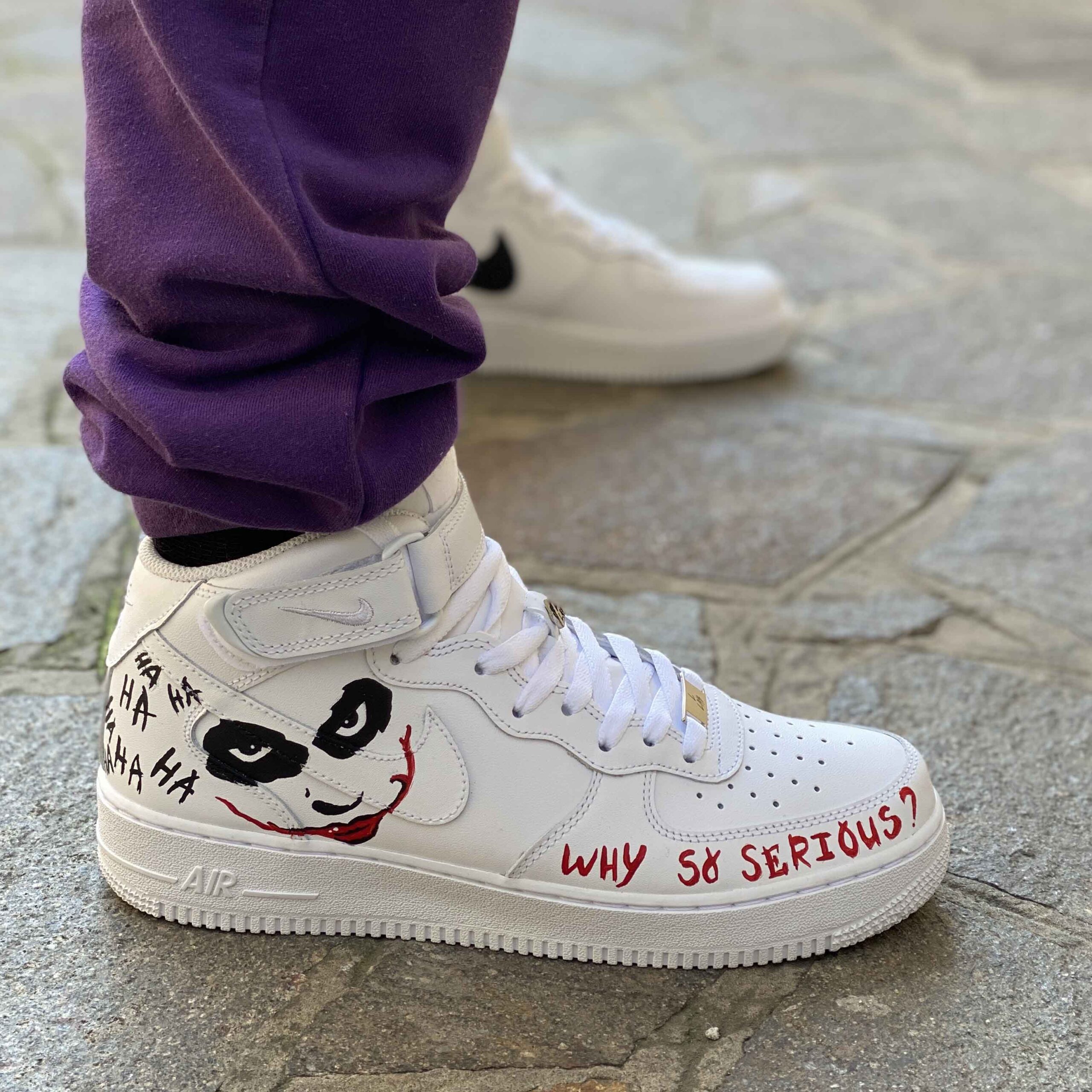 Nike Air Force One Custom Mid Custom Dipinte A Mano Why So Serious