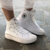Converse All Star Personalizzate Move Platform Pizzo, Perline e Lacci Strass
