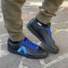 Adidas Stan Smith Personalizzate Total Black Dipinte A Mano Logo Triangolo Sfumato Blu