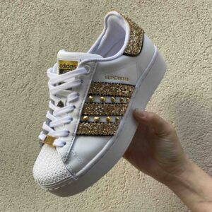 Adidas Superstar Bold Personalizzate Glitter e Borchie Oro Vol. 2