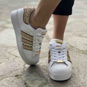 Adidas Superstar Bold Personalizzate Glitter e Borchie Oro Vol. 2