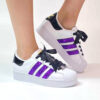 Adidas Superstar Bold Personalizzate Glitter Viola e Lacci Raso Nero