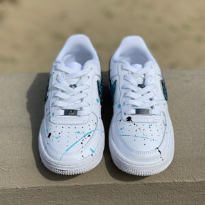 Nike Air Force One Custom Swoosh Squamato e Sporcatura Nero Azzurra