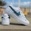 Nike Air Force One Custom Swoosh Squamato e Sporcatura Nero Azzurra
