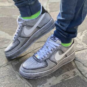 Nike Air Force One Custom Délavé Swoosh Bianco