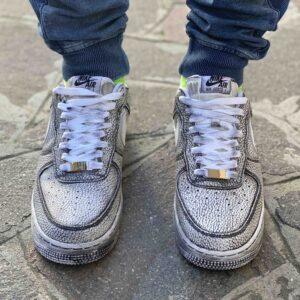 Nike Air Force One Custom Délavé Swoosh Bianco