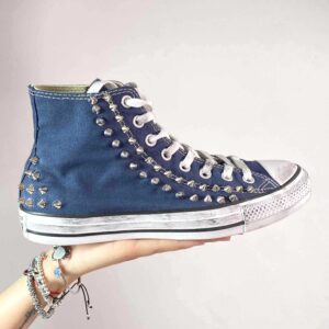 Converse All Star Personalizzate Blu e Borchie