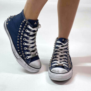 Converse All Star Personalizzate Blu e Borchie