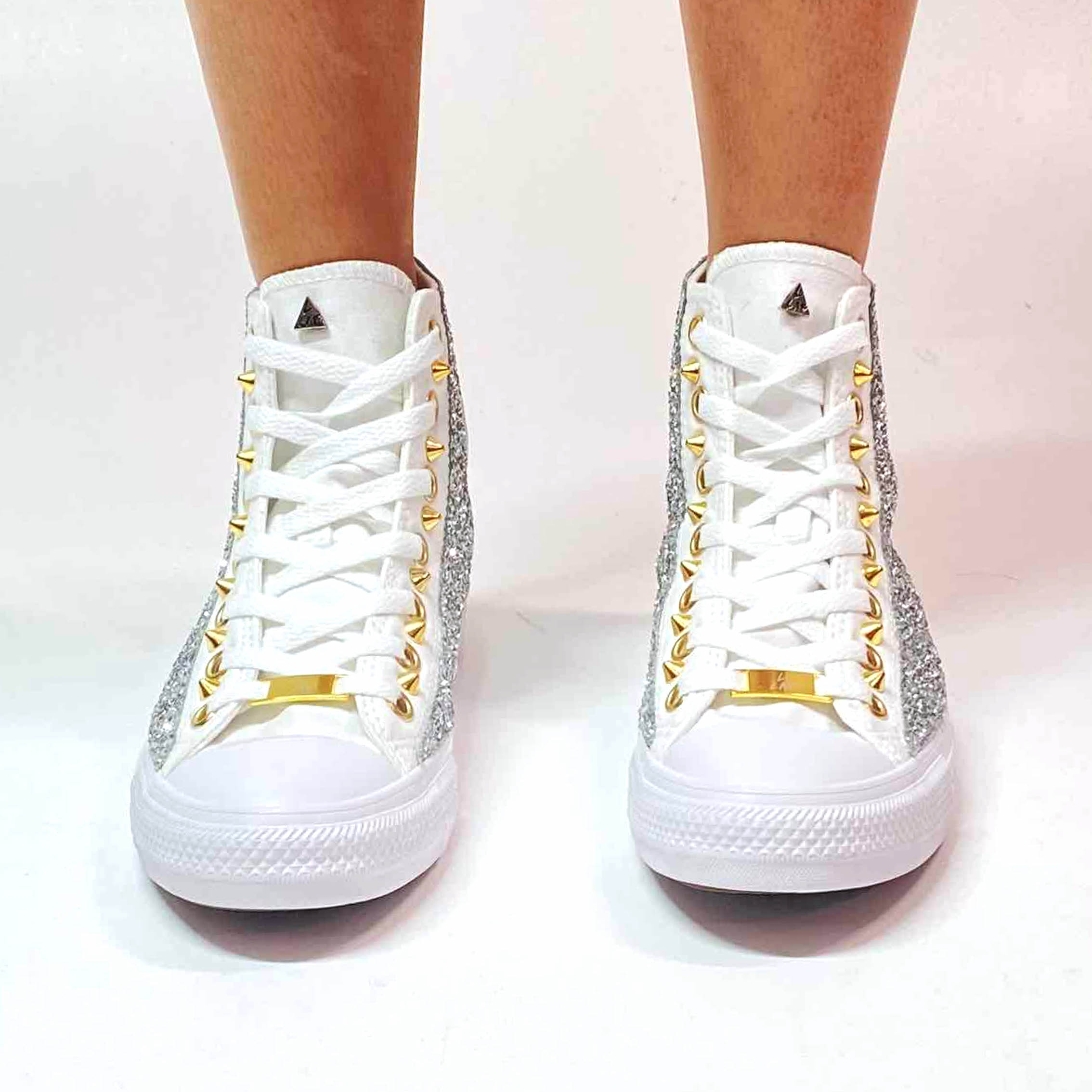 Converse All Star Personalizzate Monocrome Glitter Argento
