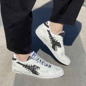 Diadora Personalizzate Game Leather Logo Glitter Pepe Sale Con Borchie Vol. 2